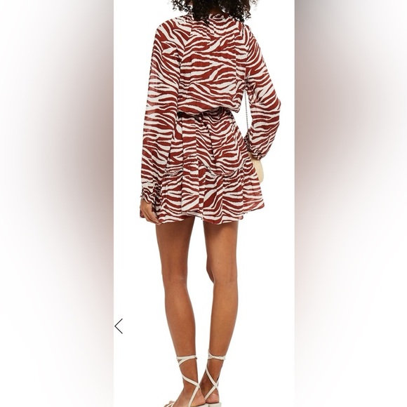 Veronica Beard Danica Tasseled Gathered Animal Print Mini Dress Size S - Picture 2 of 12